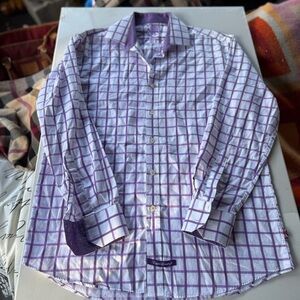 English Laundry Purple Checkered Men's Shirt‎ Size XL NWOT Work